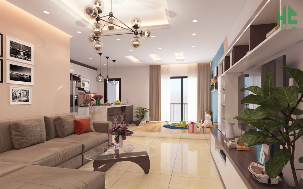 Thiết kế nội thất phòng khách chung cư Green Star