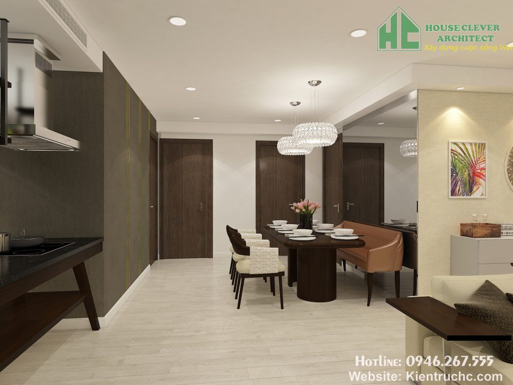 Thiết kế nội thất phòng ăn chung cư đơn giản và tiện nghi