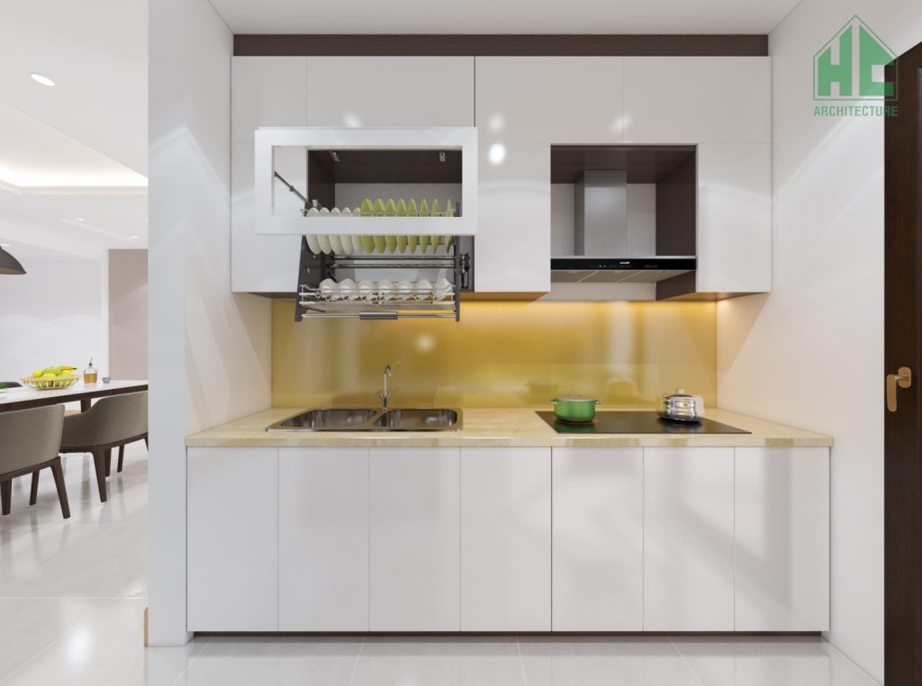 Thiết kế nội thất phòng bếp với tủ bếp chữ I