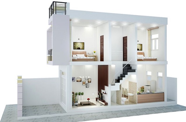 nhà 1 trệt 1 lầu