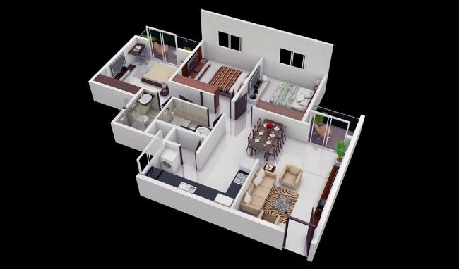 thiết kế căn hộ 90m2 3 phòng ngủ