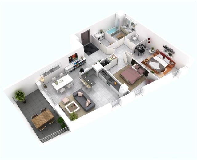 kế nội thất chung cư 2 phòng ngủ