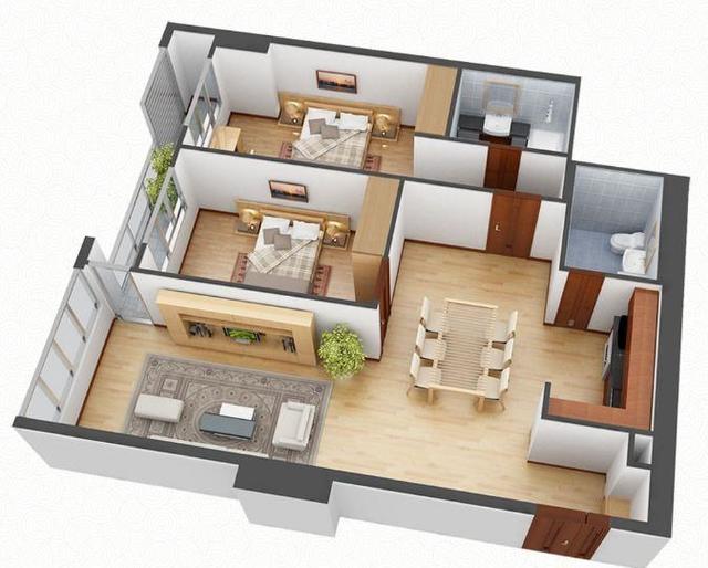 kế nội thất chung cư 2 phòng ngủ