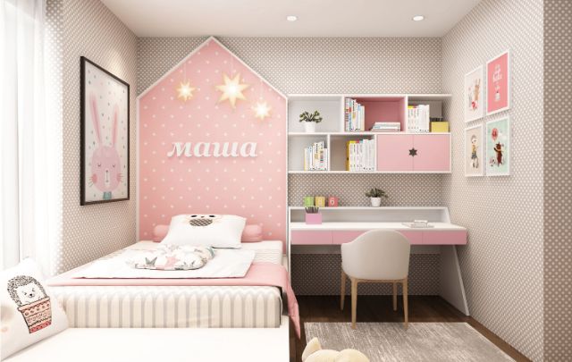 Thiết kế phòng ngủ cho bé gái mang sắc hồng của tuổi thơ