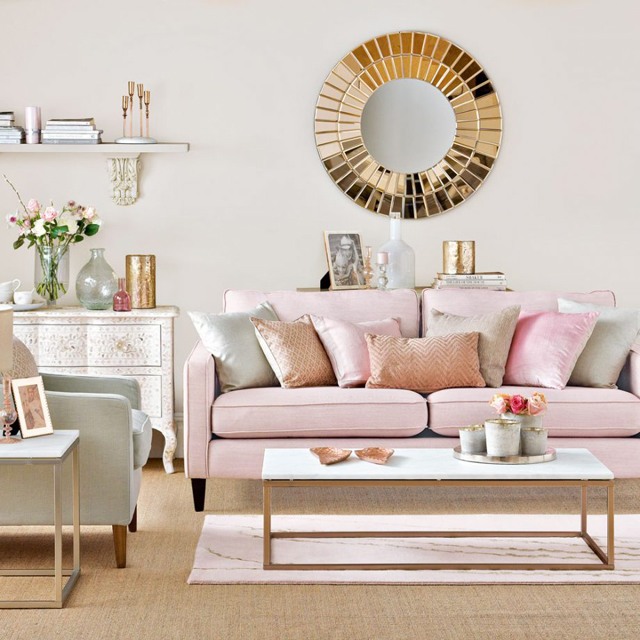 trang trí phòng khách màu hồng 2