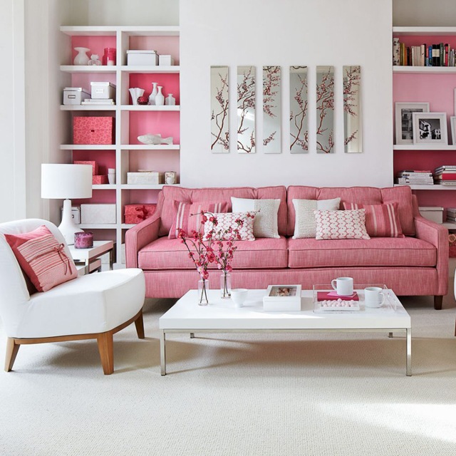 trang trí phòng khách màu hồng 6