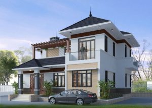 mẫu 3d biệt thự 2 tầng