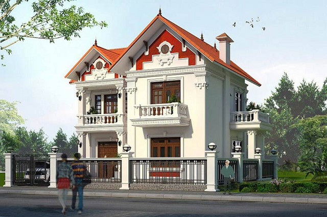 Mẫu nhà mái thái 2 tầng đẹp tại Bắc Giang
