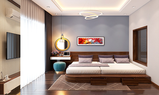 Phòng ngủ master với thiết kế không gian mở thoáng rộng