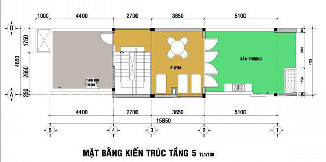 Mặt bằng thiết kế tầng 5
