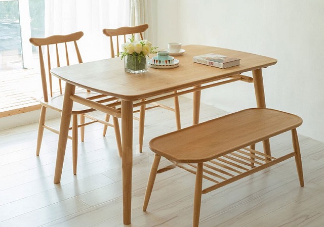 Bàn ăn chung cư 2 ghế hình chữ nhật