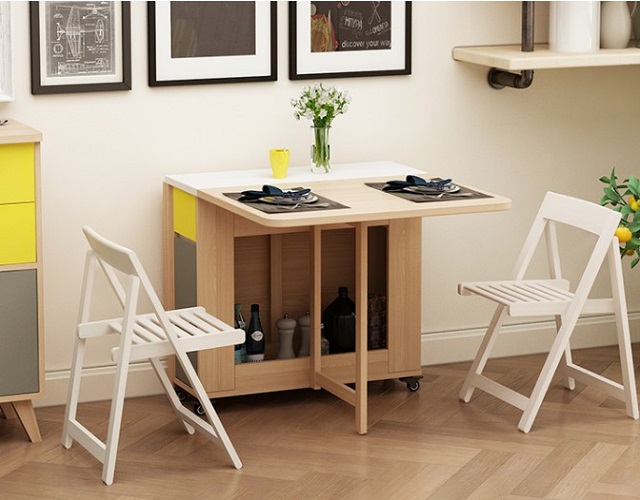 Bàn ăn chung cư 2 ghế thông minh, tiện lợi