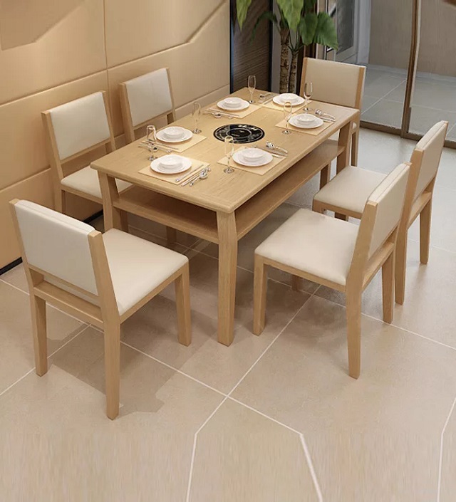 Bàn ăn chung cư bằng gỗ sồi