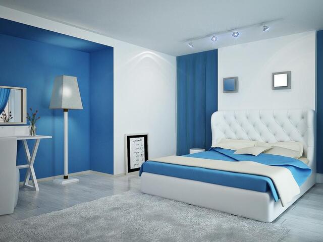 phòng ngủ Sơn màu xanh dương 