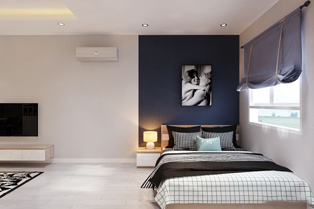 thiết kế nội thất chung cư 45m2 này, phòng bếp – phòng khách – phòng ngủ 