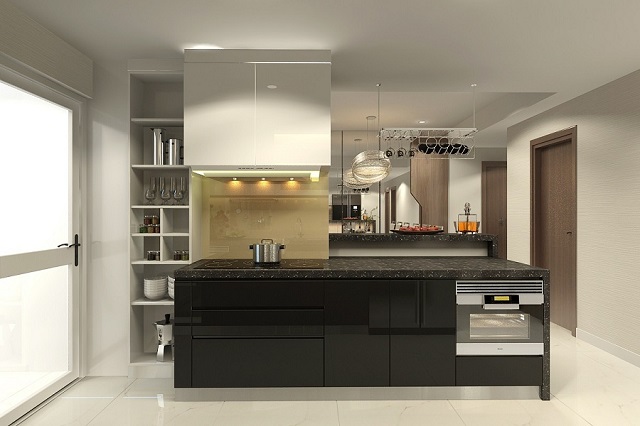 Mẫu tủ bếp này nhìn gọn mà cực sang phải không nào?