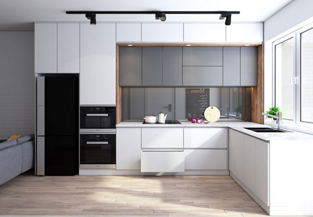 Tủ bếp dành cho chung cư với thiết kế hiện đại