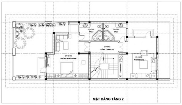 Bản vẽ mặt bằng biệt thự 4 tầng hiện đại mái dốc tại Ninh Bình