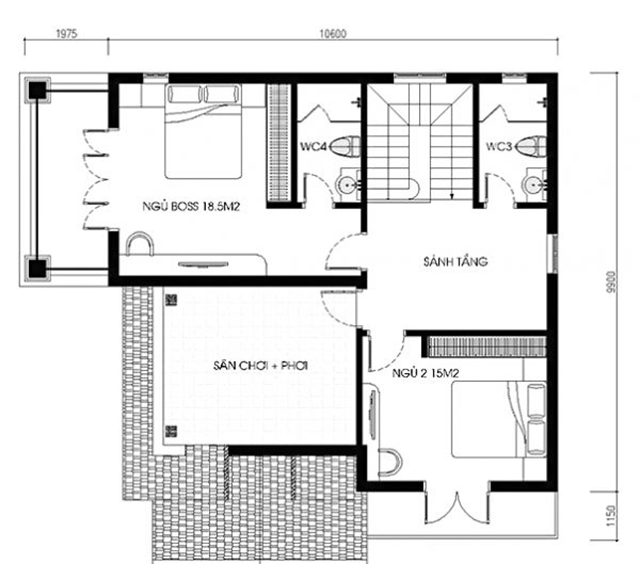 Bản vẽ mặt bằng biệt thự mái thái ở Nam Định