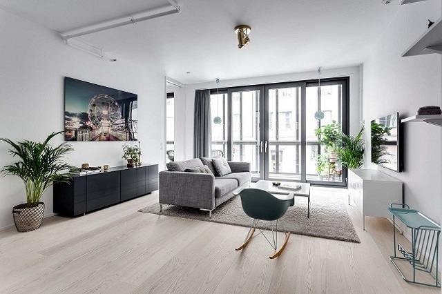 Phòng khách theo phong cách Bắc Âu với không gian rộng