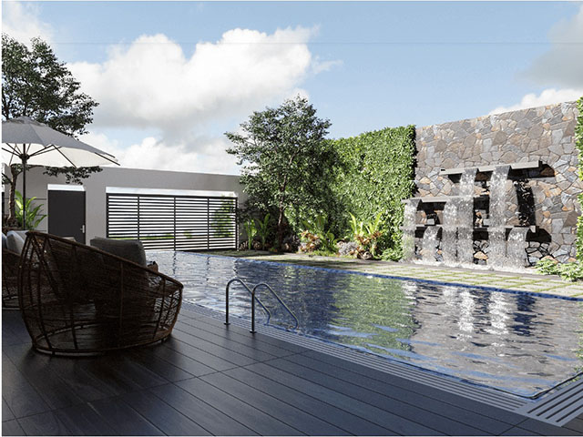 Thiết kế biệt thự 3 tầng có bể bơi