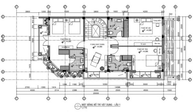 Bản vẽ mặt bằng biệt thự 3 tầng tại Hải Phòng