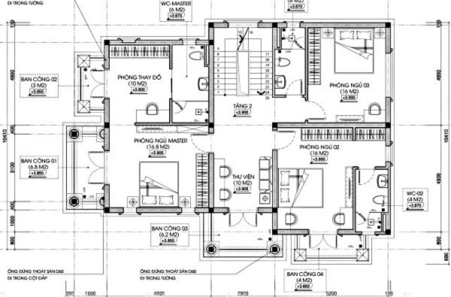 Bản vẽ mặt bằng biệt thự tân cổ điển tại Hải Phòng