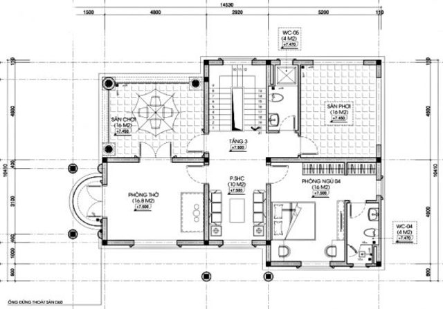 Bản vẽ mặt bằng biệt thự tân cổ điển tại Hải Phòng