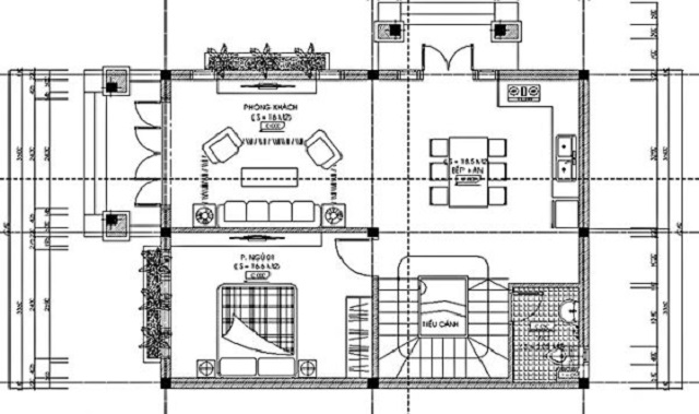 Hình 14: Thiết kế tầng 1 biệt thự vườn