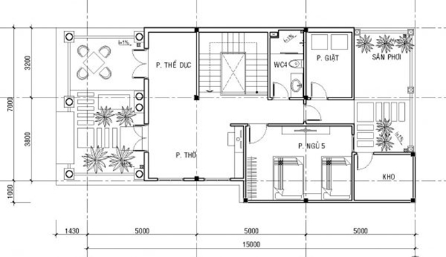 Mặt bằng tầng 2 biệt thự phong cách tân cổ điển tại Hải Dương