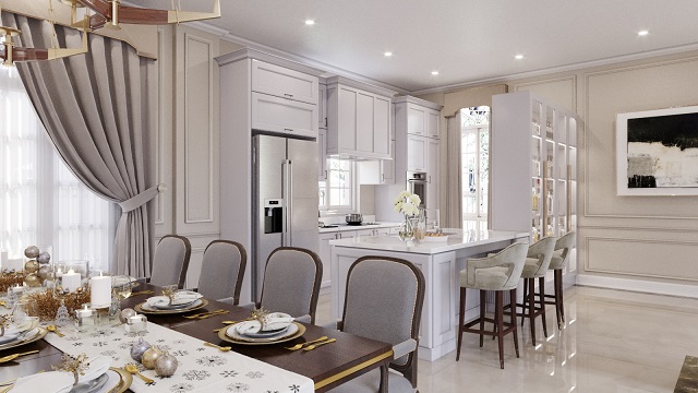 Khu vực bếp ăn tiện nghi, sang trọng, thể hiện đẳng cấp