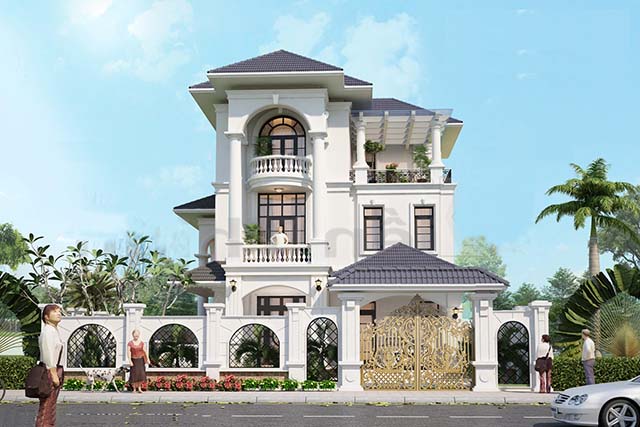 Mặt tiền hiện đại, lạ mắt thu hút của ngôi biệt thự kiểu Pháp