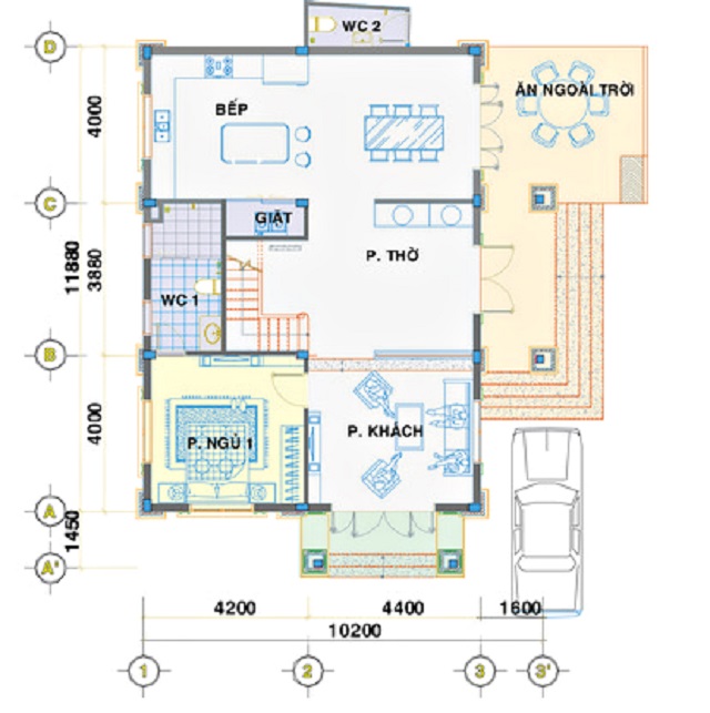 Thiết kế mặt bằng tầng 1