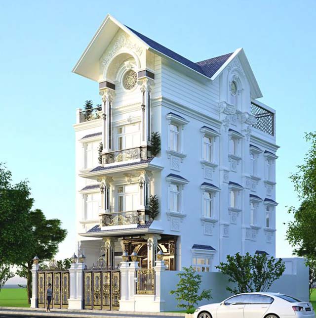 Hình 3D biệt thự tân cổ điển đẹp ấn tượng tại Bắc Ninh