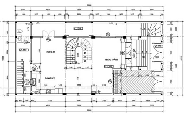 Mặt bằng tầng 1 biệt thự tân cổ điển đẹp ấn tượng tại Bắc Ninh