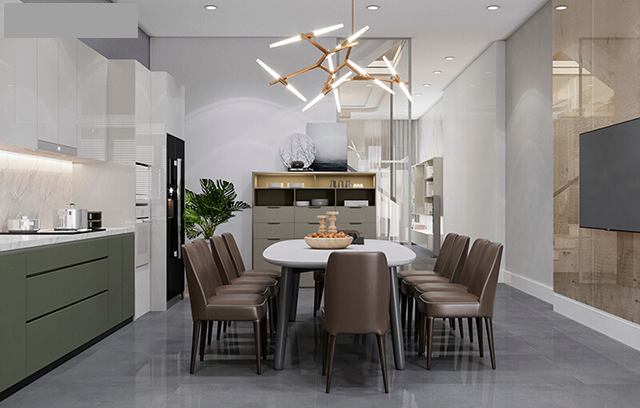 Mẫu Thiết kế nội thất nhà ống 5m x 20m mang phong cách hiện đại - Phòng bếp