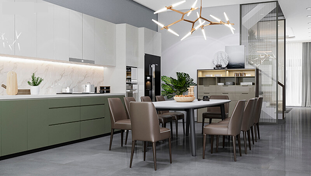 Mẫu Thiết kế nội thất nhà ống 5m x 20m mang phong cách hiện đại - Phòng bếp