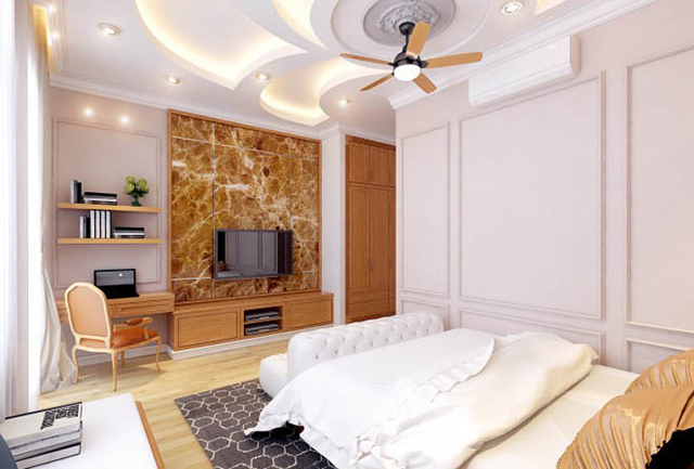 Mẫu thiết kế nội thất nhà phố 5m x 20m mang phong cách tân cổ điển - Phòng ngủ