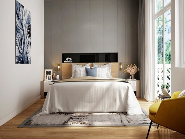 Mẫu Thiết kế nội thất nhà ống 5m x 20m nhà anh Khang - Phòng ngủ
