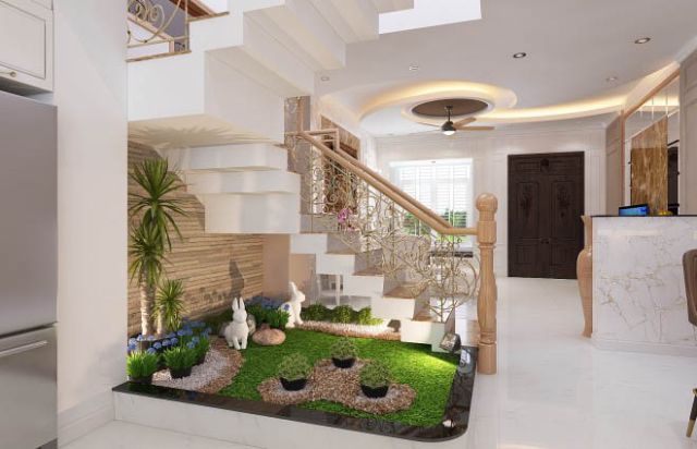 Mẫu thiết kế nội thất nhà phố 5m x 20m mang phong cách tân cổ điển nhà chị Thu - Phòng khách 