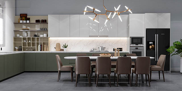 Mẫu Thiết kế nội thất nhà ống 5m x 20m mang phong cách hiện đại nhà anh Vinh - Phòng bếp