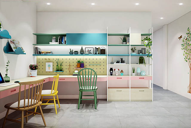 Mẫu Thiết kế nội thất nhà ống 5m x 20m mang phong cách hiện đại nhà anh Vinh - Phòng học cho con