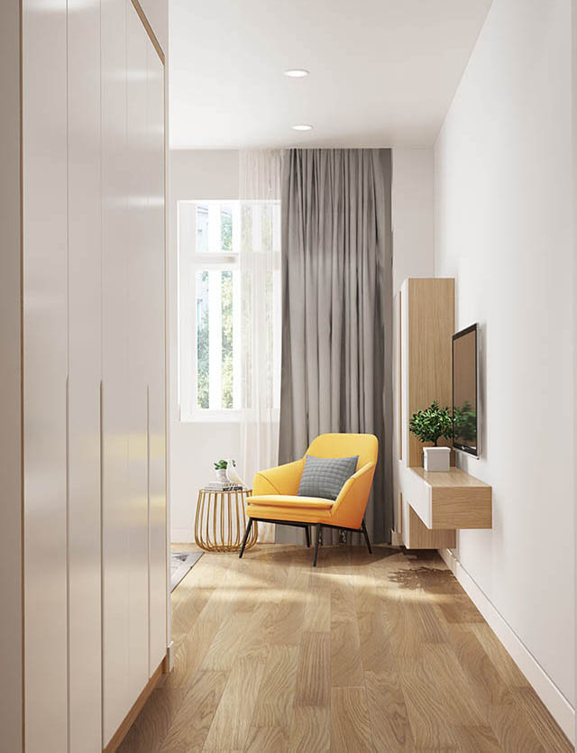 Mẫu Thiết kế nội thất nhà ống 5m x 20m mang phong cách hiện đại nhà anh Vinh - Phòng ngủ