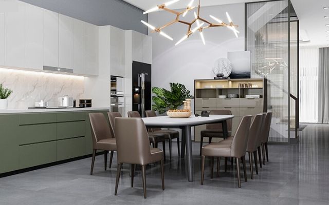 Mẫu Thiết kế nội thất nhà ống 5m x 20m mang phong cách hiện đại nhà anh Vinh - Phòng bếp