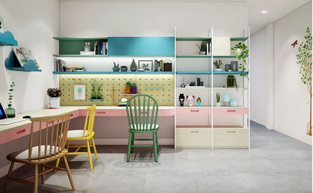 Mẫu Thiết kế nội thất nhà ống 5m x 20m mang phong cách hiện đại nhà anh Vinh - Phòng học cho con