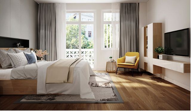 Mẫu Thiết kế nội thất nhà ống 5m x 20m mang phong cách hiện đại nhà anh Vinh - Phòng ngủ