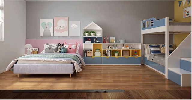 Mẫu Thiết kế nội thất nhà ống 5m x 20m mang phong cách hiện đại nhà anh Vinh - Phòng ngủ cho con