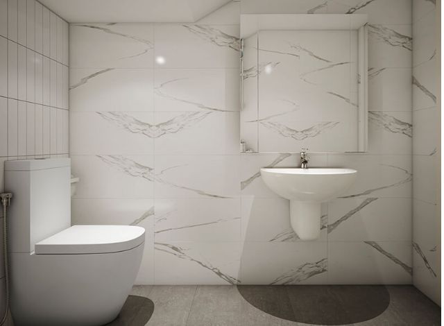 Mẫu Thiết kế nội thất nhà ống 5m x 20m mang phong cách hiện đại nhà anh Vinh - Phòng tắm