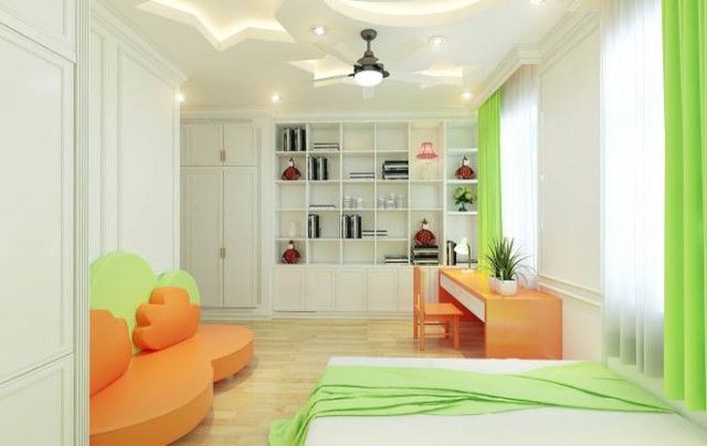Nội thất phòng ngủ cho bé rất trẻ trung, bắt mắt 