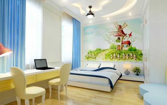Phòng ngủ cho trẻ em với màu sắc tươi sáng